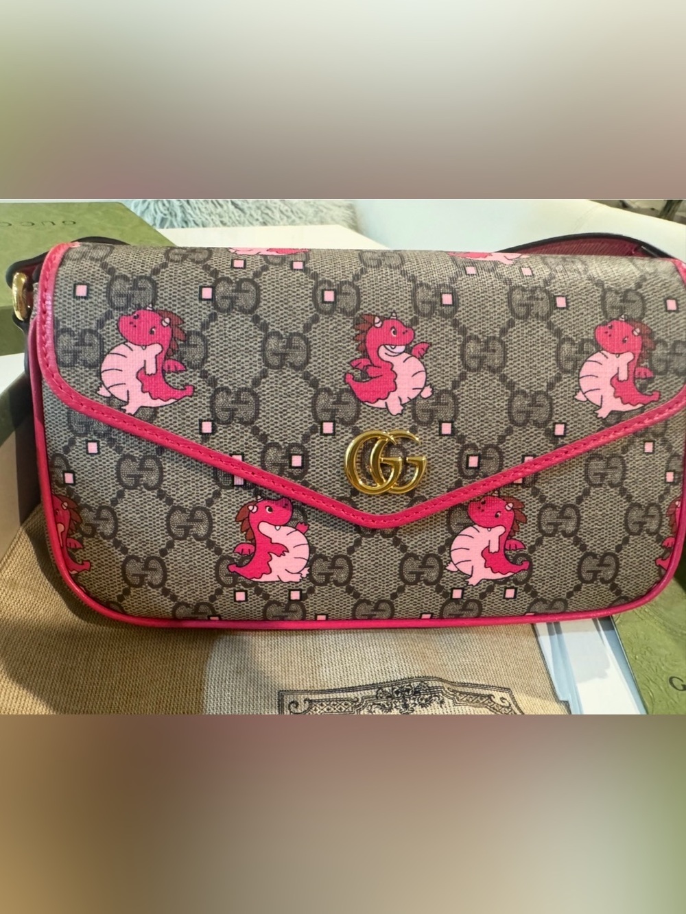 Gucci GG Supreme Leather Shoulder Bag Dragon GUCCI Handbag Crossbody